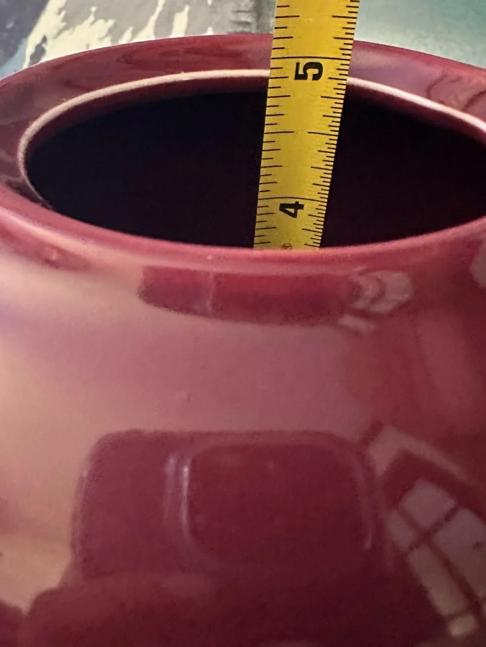 Burgundy Ceramic Teapot with Ivory Rim